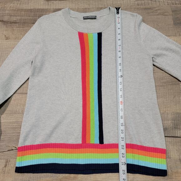 Alashan Cotton Cashmere Crew Neck Sweater Size Small Rainbow 3D Knit Colorful - Picture 7 of 8
